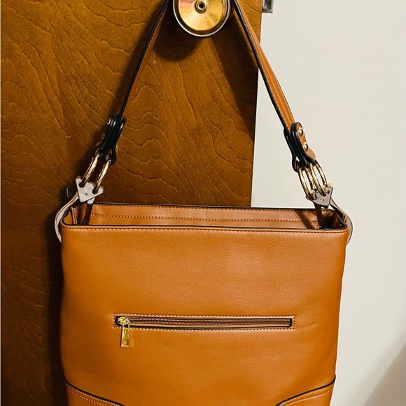 Gorgeous Chestnut Brown Vegan Leather Shoulder Tote Satchel NWOT - Picture 14 of 15